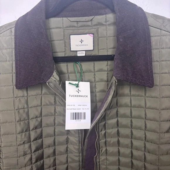 Tuckernuck NWT Olive Green Box Quilt Barn Coat Jacket Corduroy detail sz XL/XXL - Picture 5 of 8